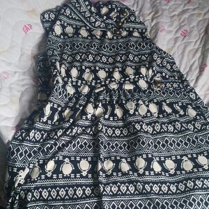 Modcloth Navy and Cream Patterned Midi Dress